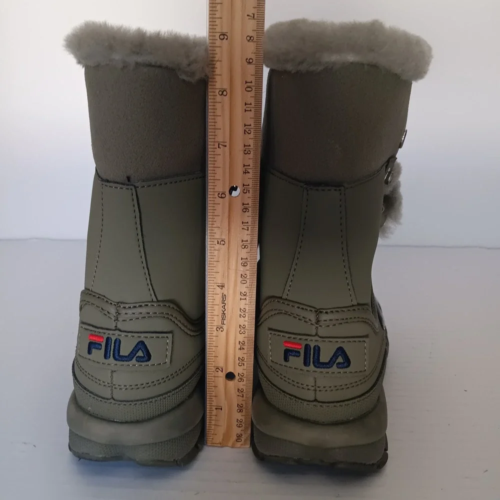 Fila Disruptor Shearling Boot Women 6.5 Olive Green Platform 5HM00559-332